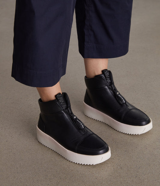 FLERI Women's Vegan High Top Sneakers | Color: Black - variant::black