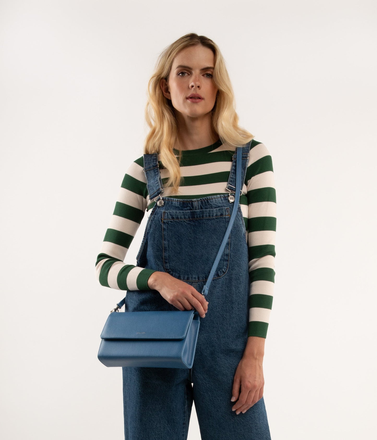 DREWLG Large Vegan Crossbody Bag - Vintage | Color: Blue - variant::bluejay