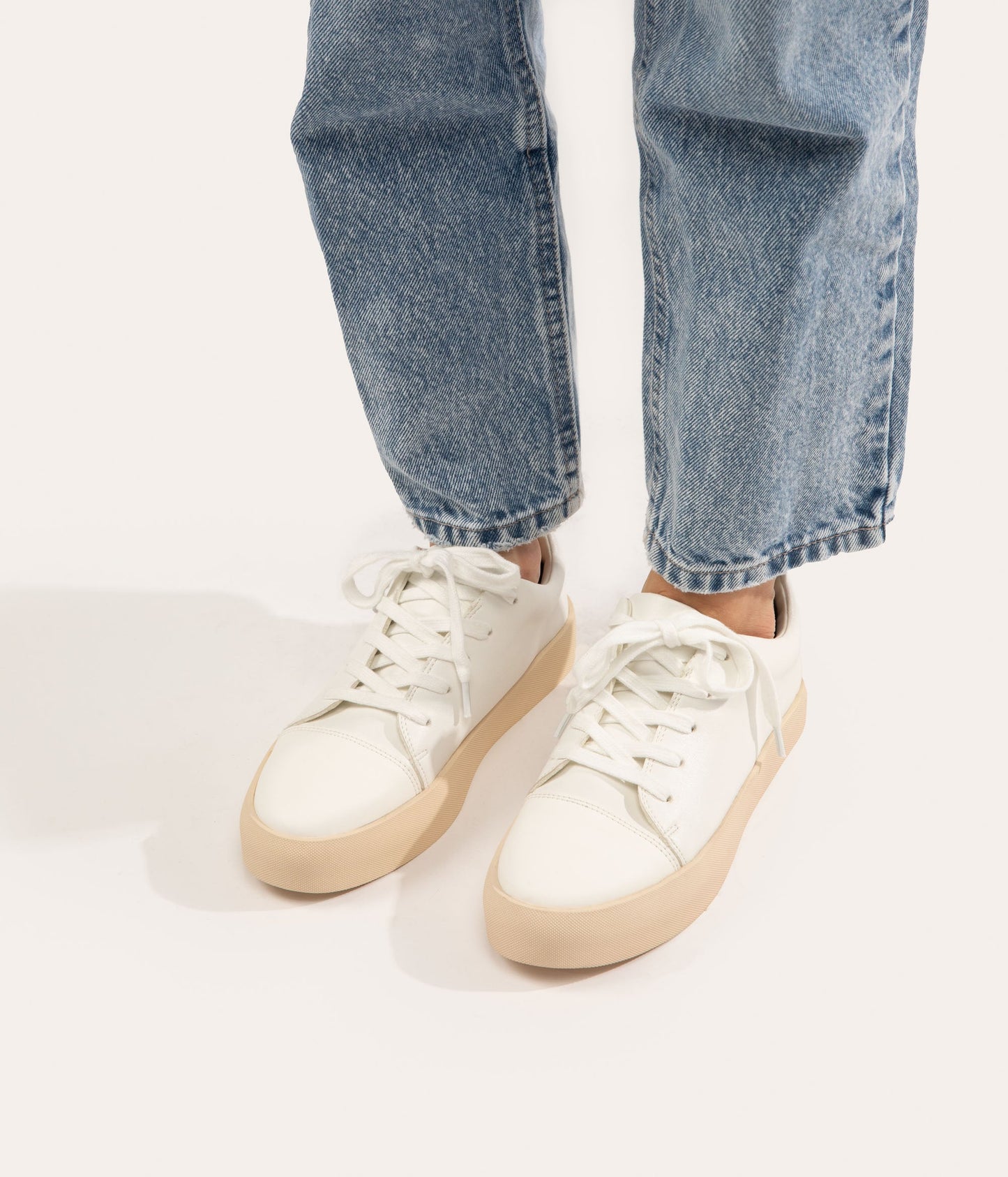 MARCI Women's Vegan Sneakers | Color: White, Green - variant::whigre