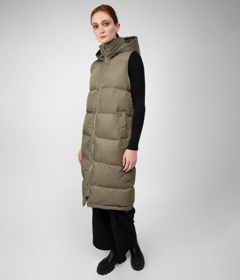 SANAH Women's Vegan Puffer Vest | Color: Green - variant::olive