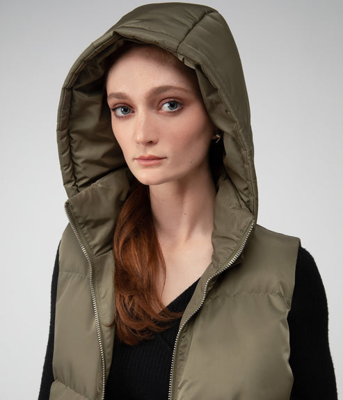SANAH Women's Vegan Puffer Vest | Color: Green - variant::olive