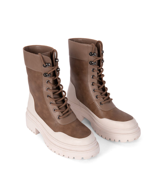 HAZE Women's Vegan Combat Boots | Color: Brown - variant::brown