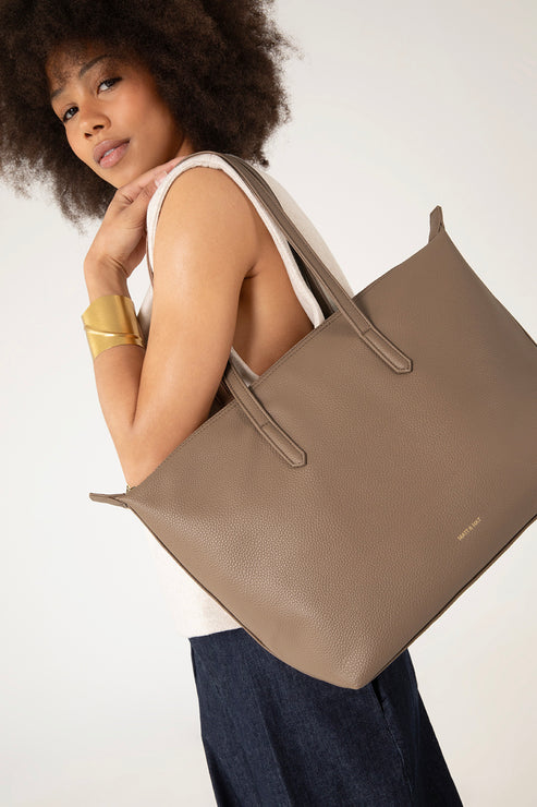 ABBI Vegan Tote Bag - Grain | Color: Quartz- variant::quartz