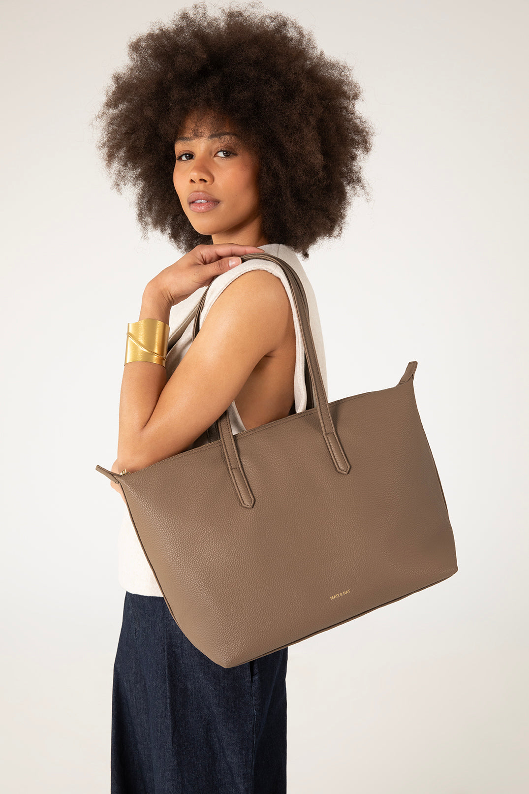 ABBI Vegan Tote Bag - Grain | Color: Quartz- variant::quartz
