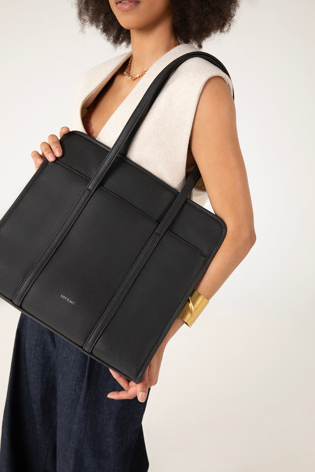 LUSIK Vegan Tote Bag – Grain | Color: Coal - variant::coal