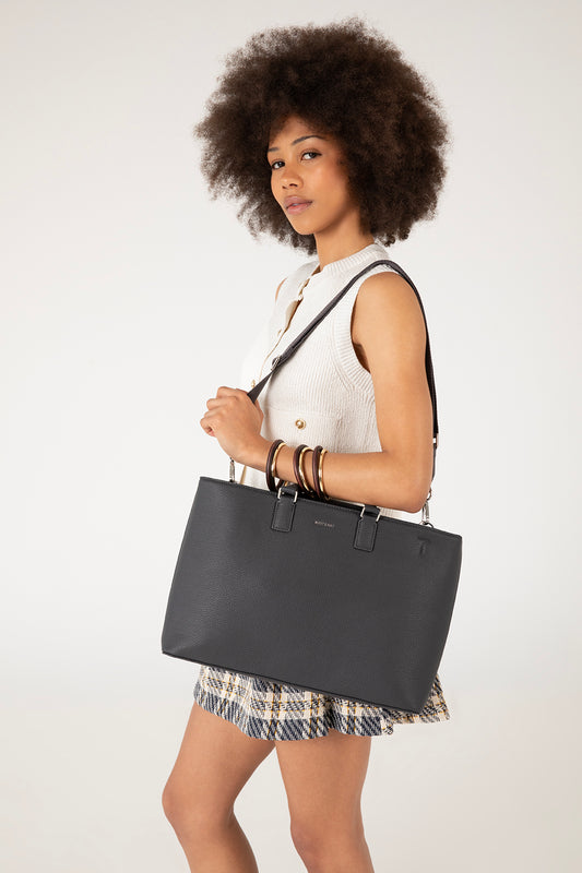SEVYN Vegan Satchel - Grain | Color: Coal- variant::coal