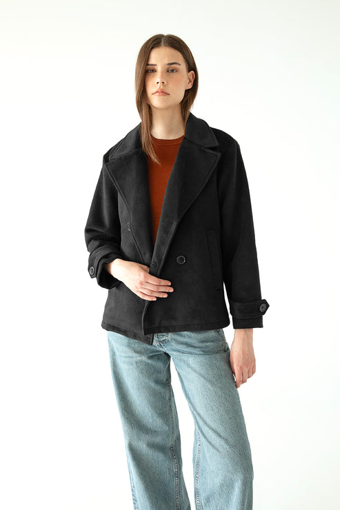 RIA Women's Vegan Wool Coat | Color: Black - variant::black