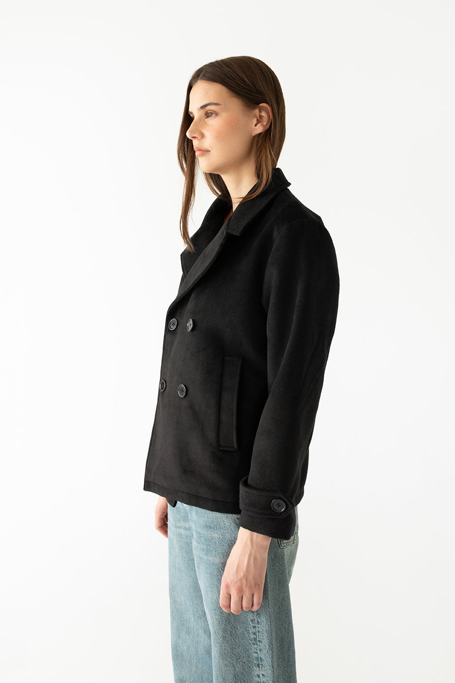 RIA Women's Vegan Wool Coat | Color: Black - variant::black