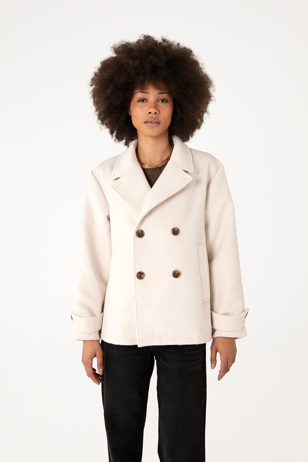 RIA Women's Vegan Wool Coat | Color: Cream - variant::cream