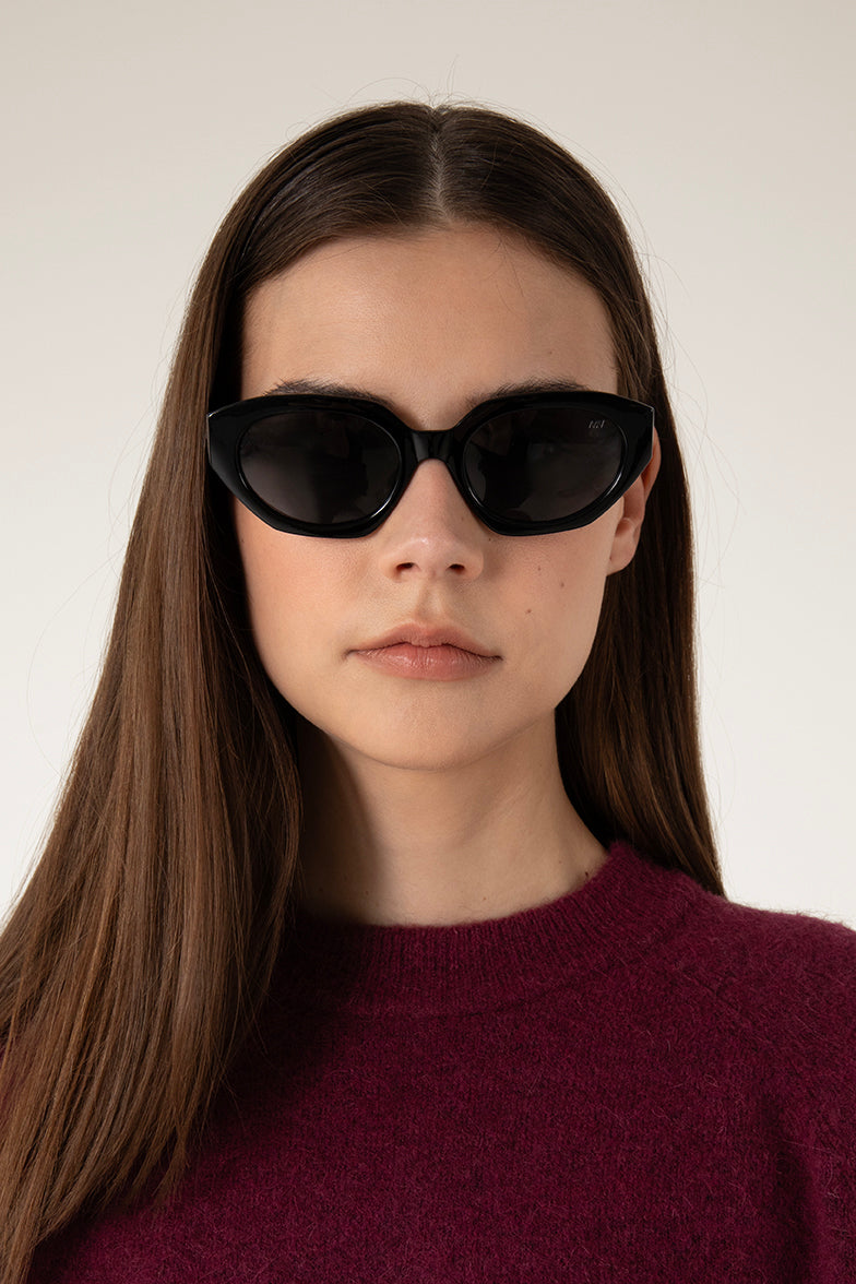 LACI Cat-Eye Recycled Sunglasses | Color: Black - variant::black