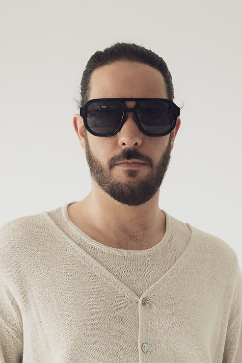 LIVY Aviator Style Recycled Sunglasses | Color: Black - variant::black