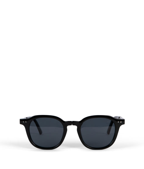 NIKA Round Foldable Recycled Sunglasses | Color: Black - variant::black