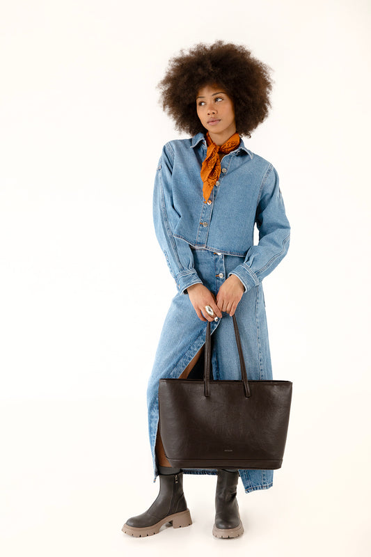 ELIZA Vegan Tote Bag - Theme | Color: Coffee - variant::coffee