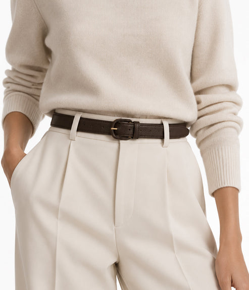 JUANA Women's Vegan Leather Belt | Color: Black - variant::black
