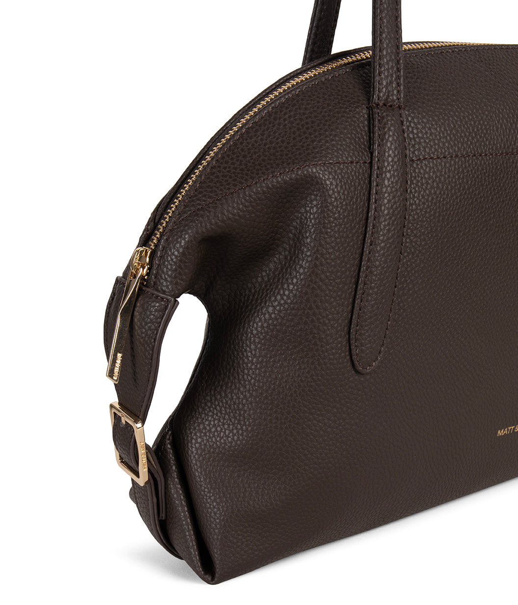 Vania Vegan Tote Satchel – Grain | Color: Fudge - variant::fudge