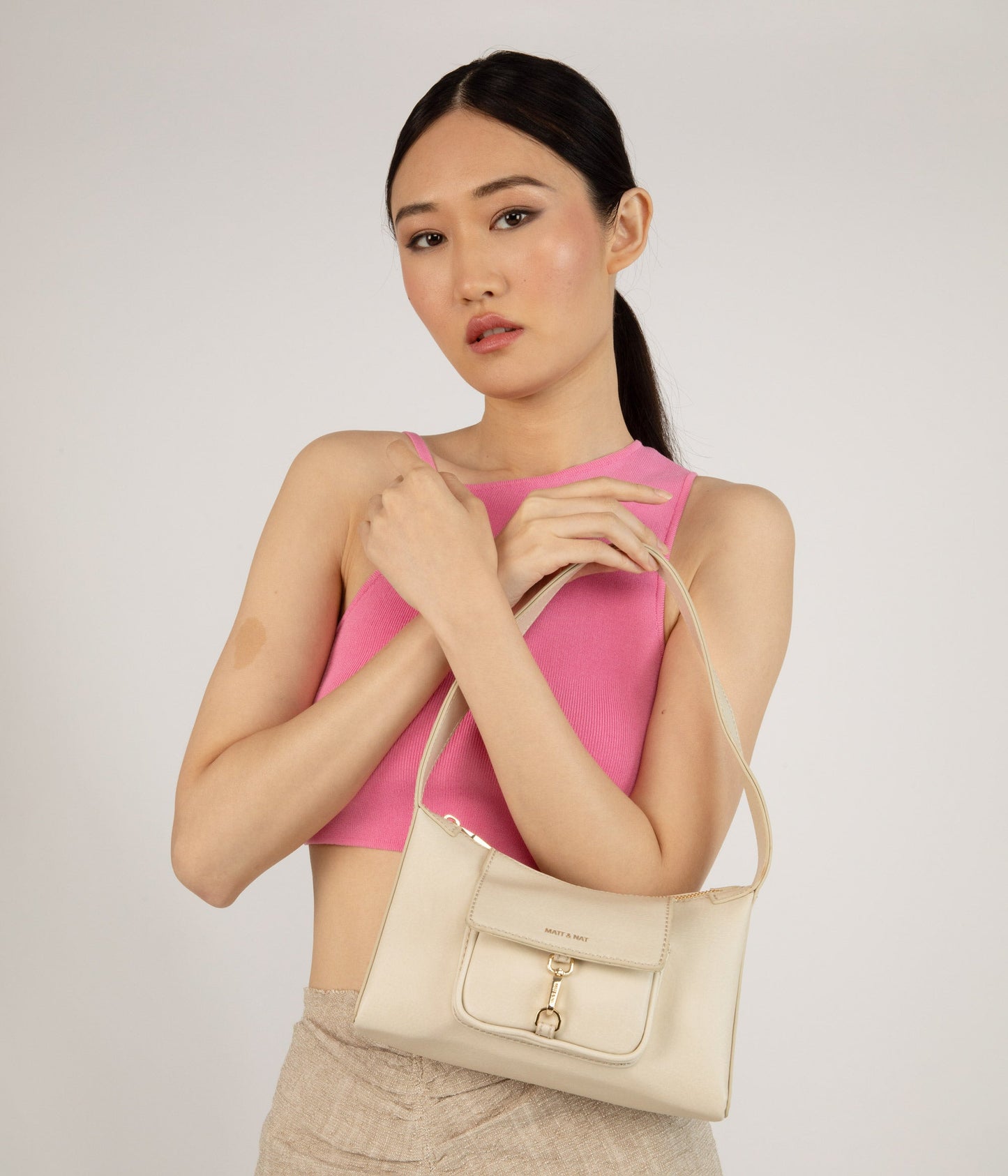 LOTI Vegan Shoulder Bag - Vintage | Color: White - variant::vanilla