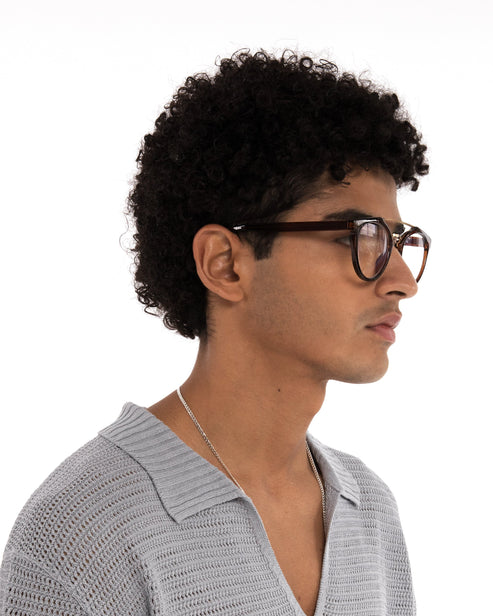 ALDIE-3 Recycled Round Reading Glasses | Color: Brown - variant::brown