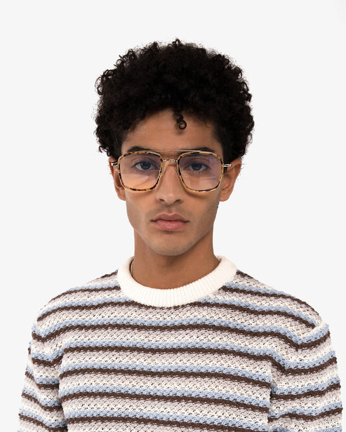 KAITO-3 Recycled Aviator Reading Glasses | Color: Brown - variant::gold