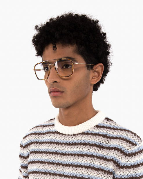 KAITO-3 Recycled Aviator Reading Glasses | Color: Brown - variant::gold