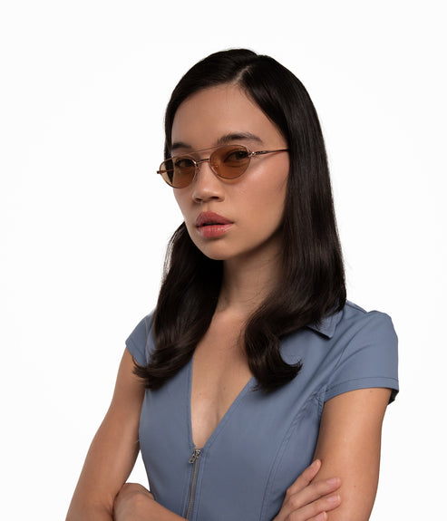 SUZI Oval Sunglasses | Color: White - variant::nude