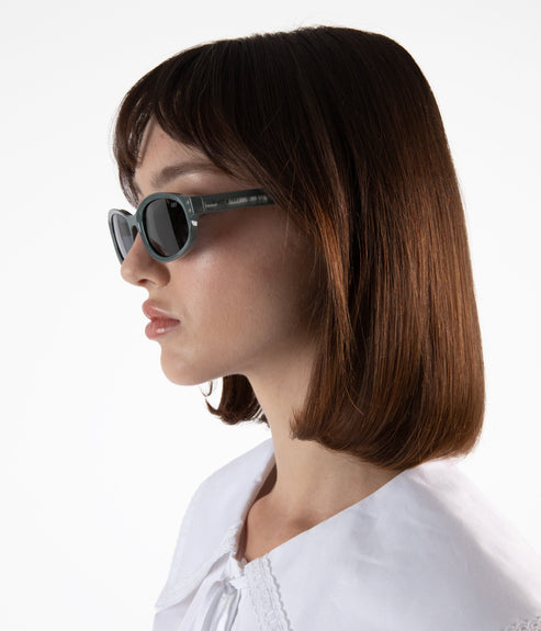 AKE Oval Recycled Sunglasses | Color: Green - variant::teal