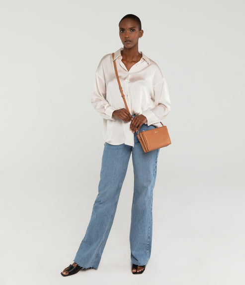 TRIPLET Vegan Crossbody Bag - Loom | Color: Tan - variant::maple