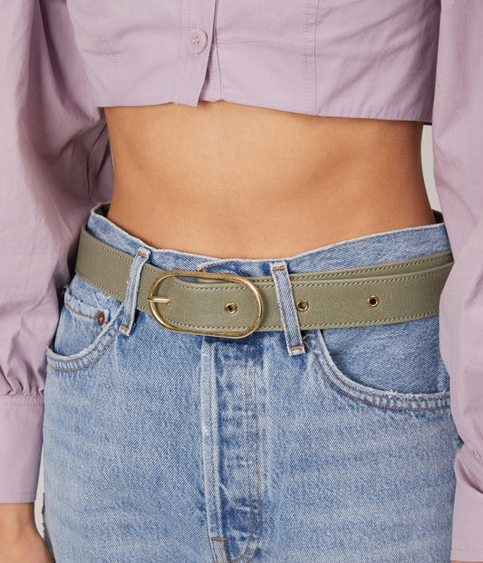 NEIL Women's Vegan Leather Belt | Color: Green - variant::sage