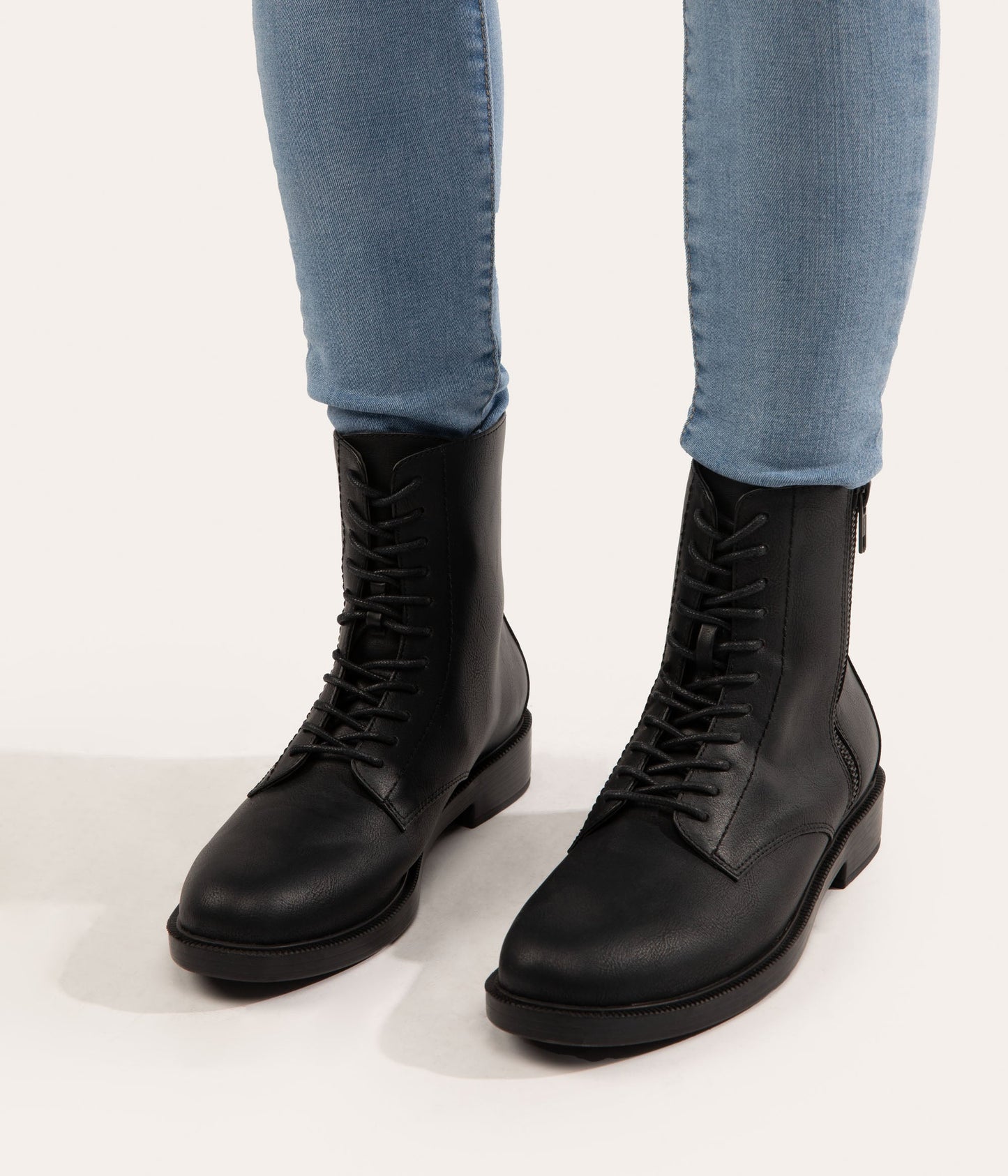 MORTON Women's Vegan Combat Boots | Color: Black - variant::black