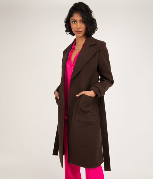 EVIE Women's Vegan Wool Coat | Color: Black - variant::black