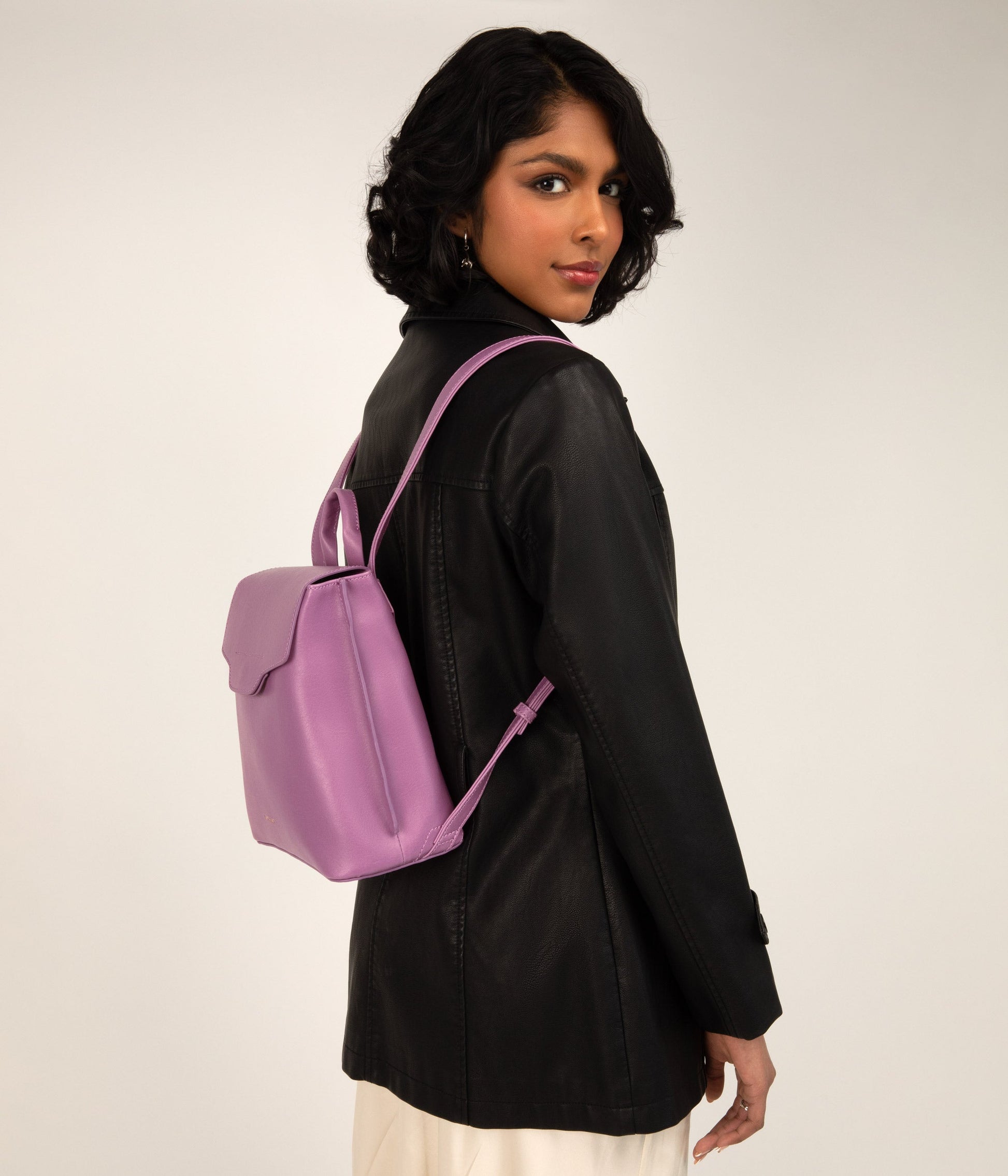 CHELLE Small Vegan Backpack - Vintage | Color: Pink - variant::wisteria
