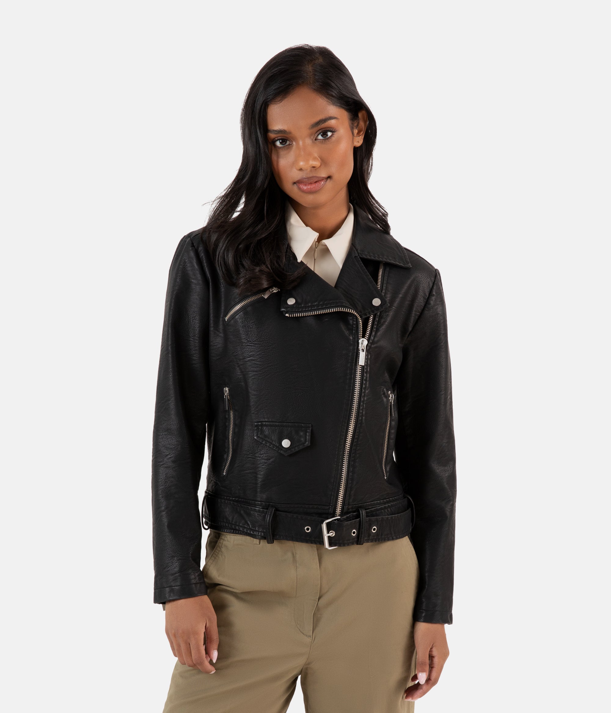 ジャケット・アウター PERVERZE Vegan-Leather Wrap Neck Jacket DRADEN Vegan Leather Jacket | Matt & Nat Europe