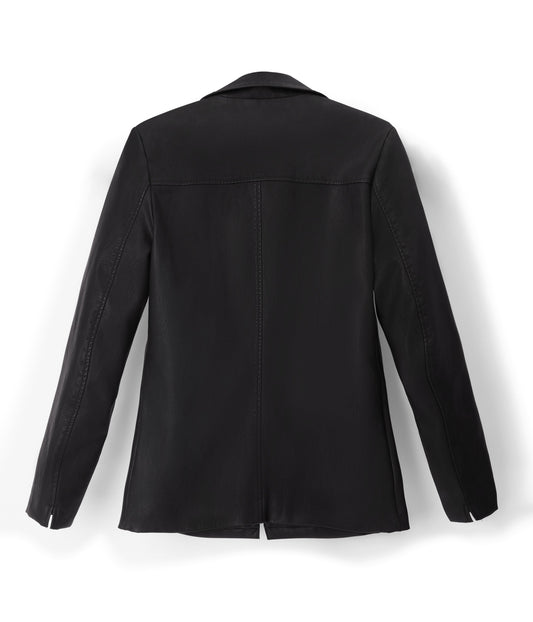 KATRIN Women's Vegan Leather Blazer | Color: Black - variant::black