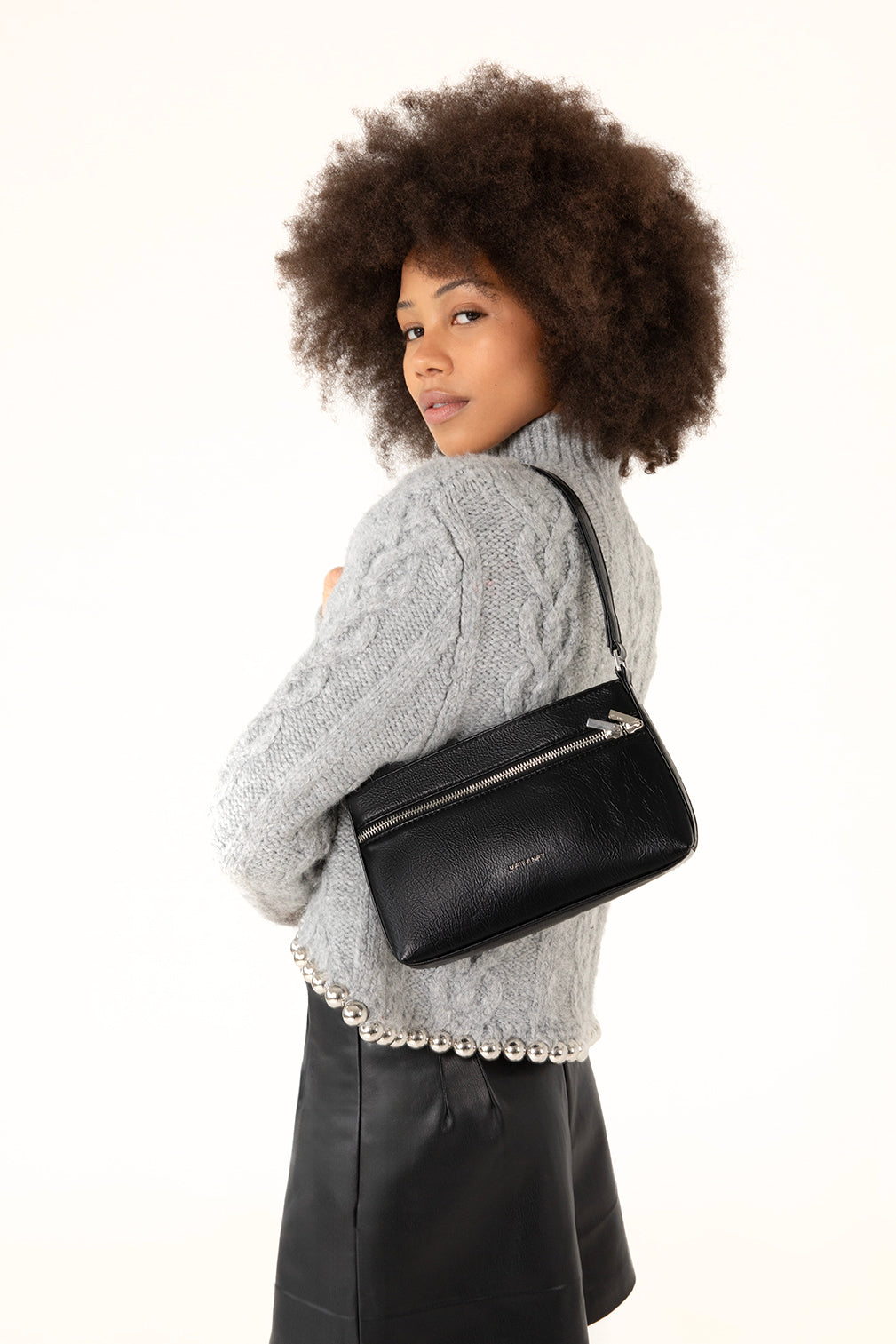 MALENESM Small Vegan Shoulder Bag – Theme | Color: Coffee - variant::coffee