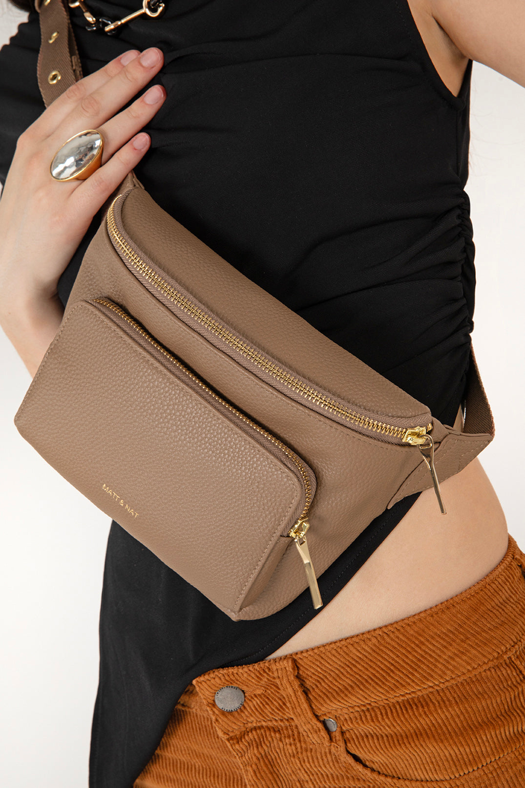 KORA Vegan Belt Bag - Grain | Color: Toffee- variant::toffee