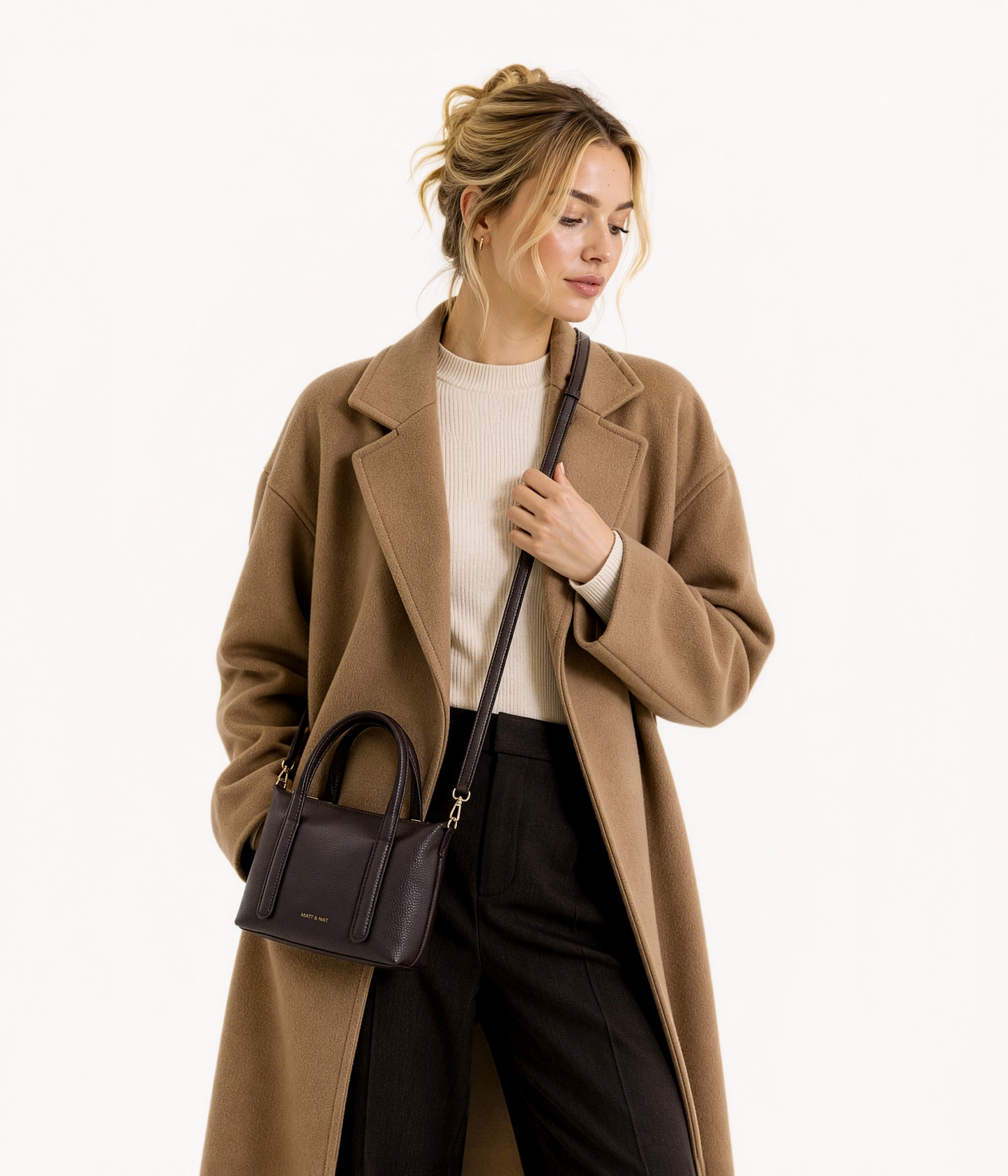 MOLA Vegan Crossbody Bag - Grain | Color: Black - variant::black
