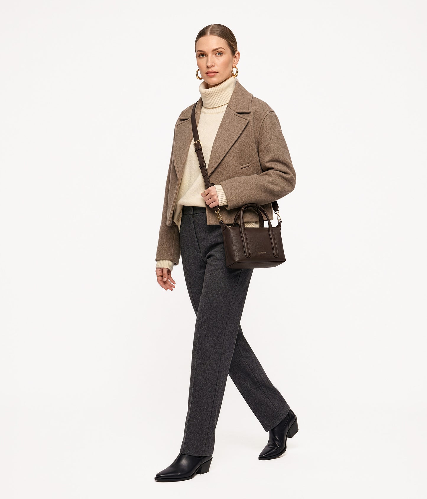 MOLA Vegan Crossbody Bag - Grain | Color: Fudge - variant::fudge