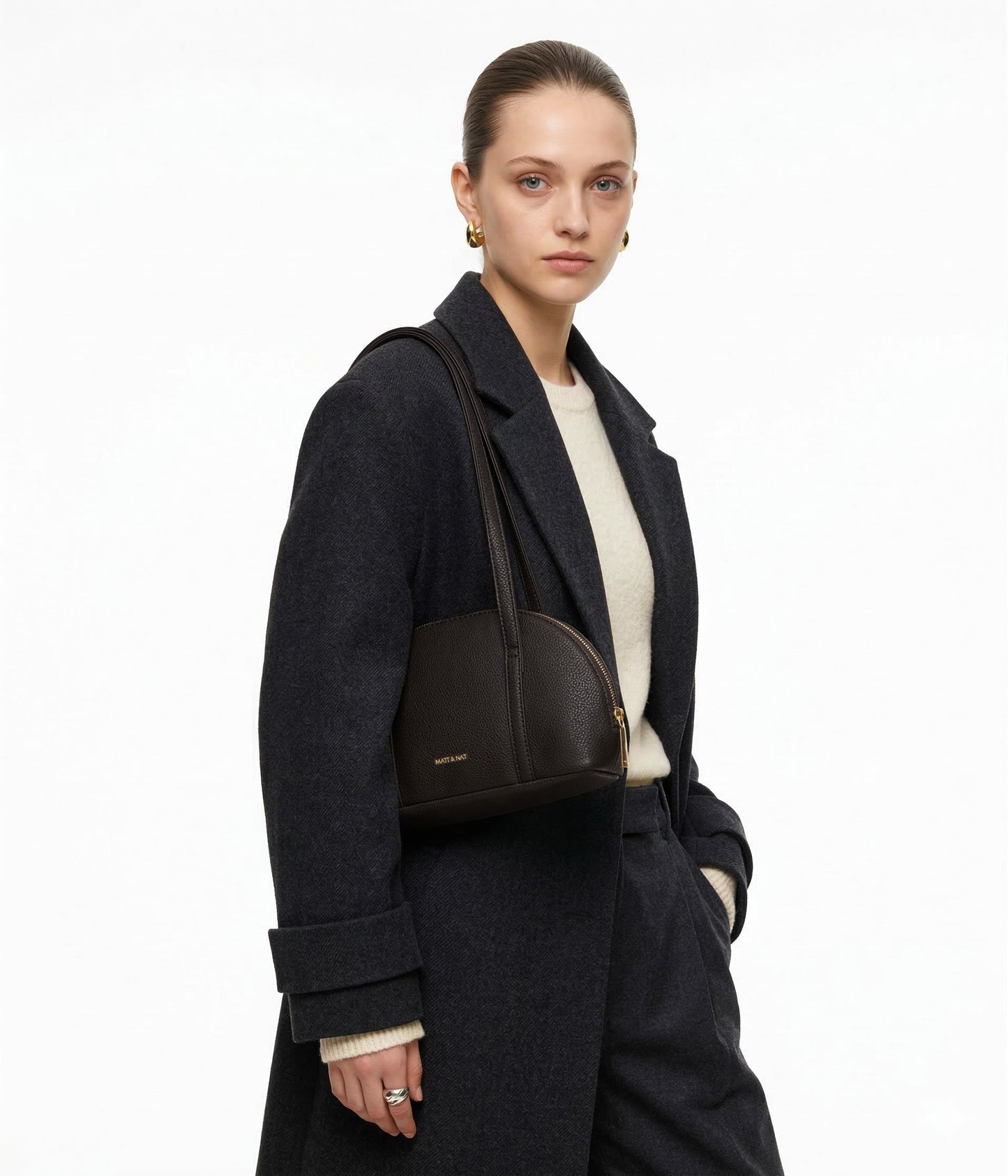 REA Vegan Satchel - Grain | Color: Black - variant::black