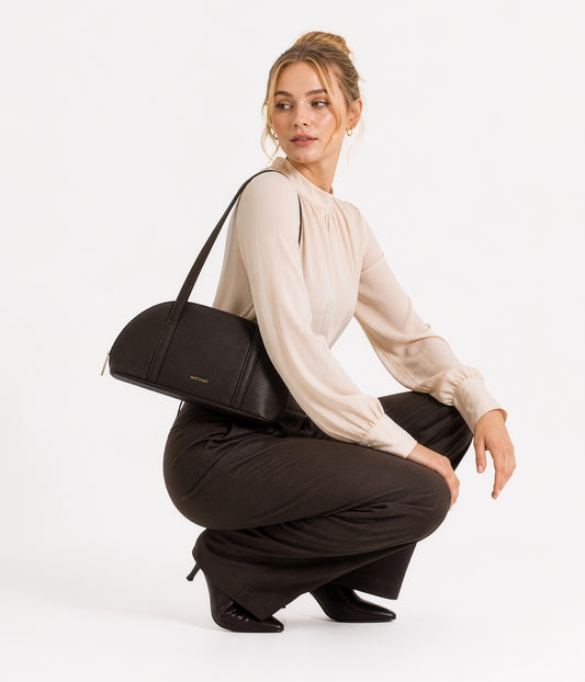 REA Vegan Satchel - Grain | Color: Black - variant::black