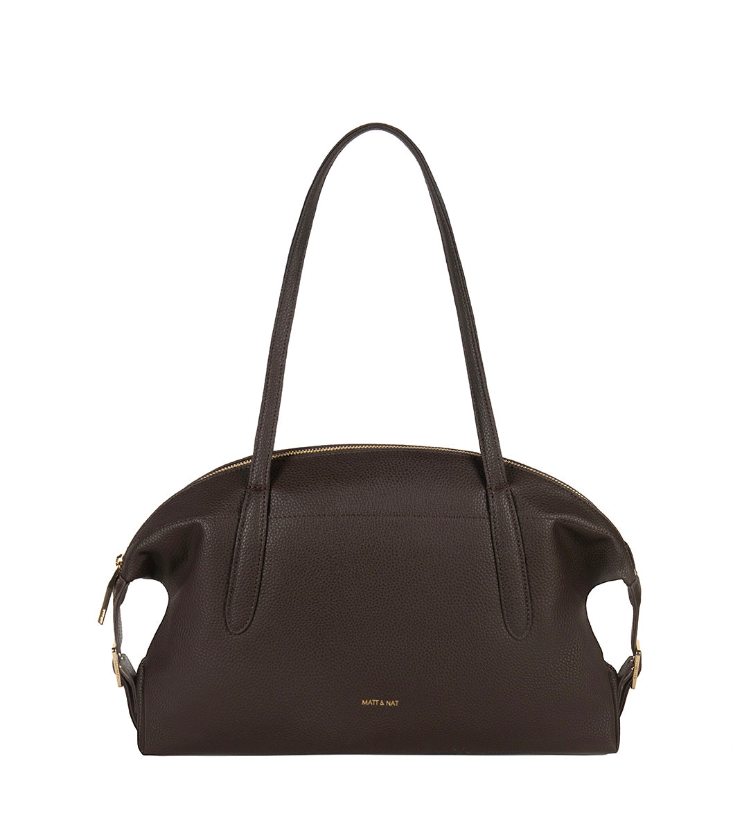 Vania Vegan Tote Satchel – Grain | Color: Fudge - variant::fudge
