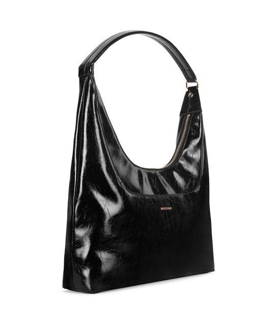 DONNA Vegan Hobo Bag - Groove | Color: Black - variant::black