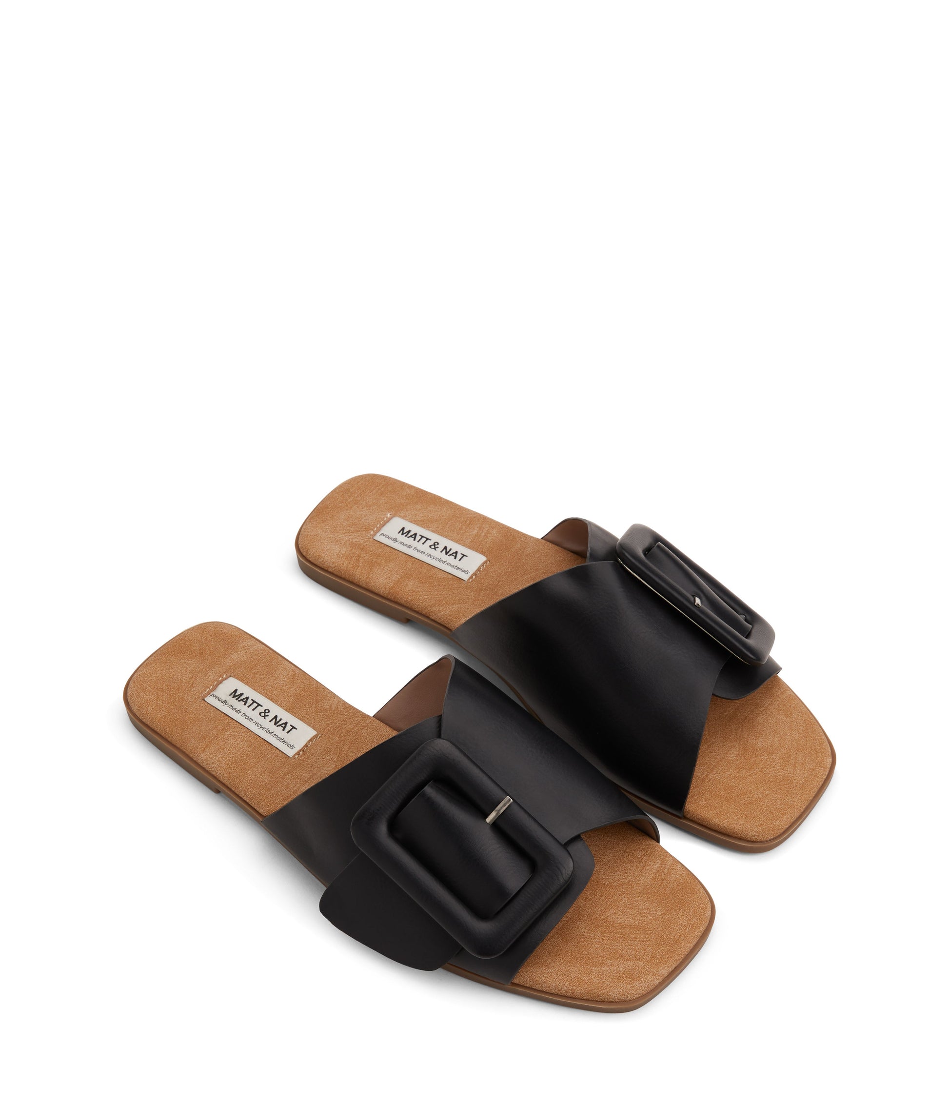 CYNDIE Women's Vegan Flat Sandals | Color: Black - variant::black