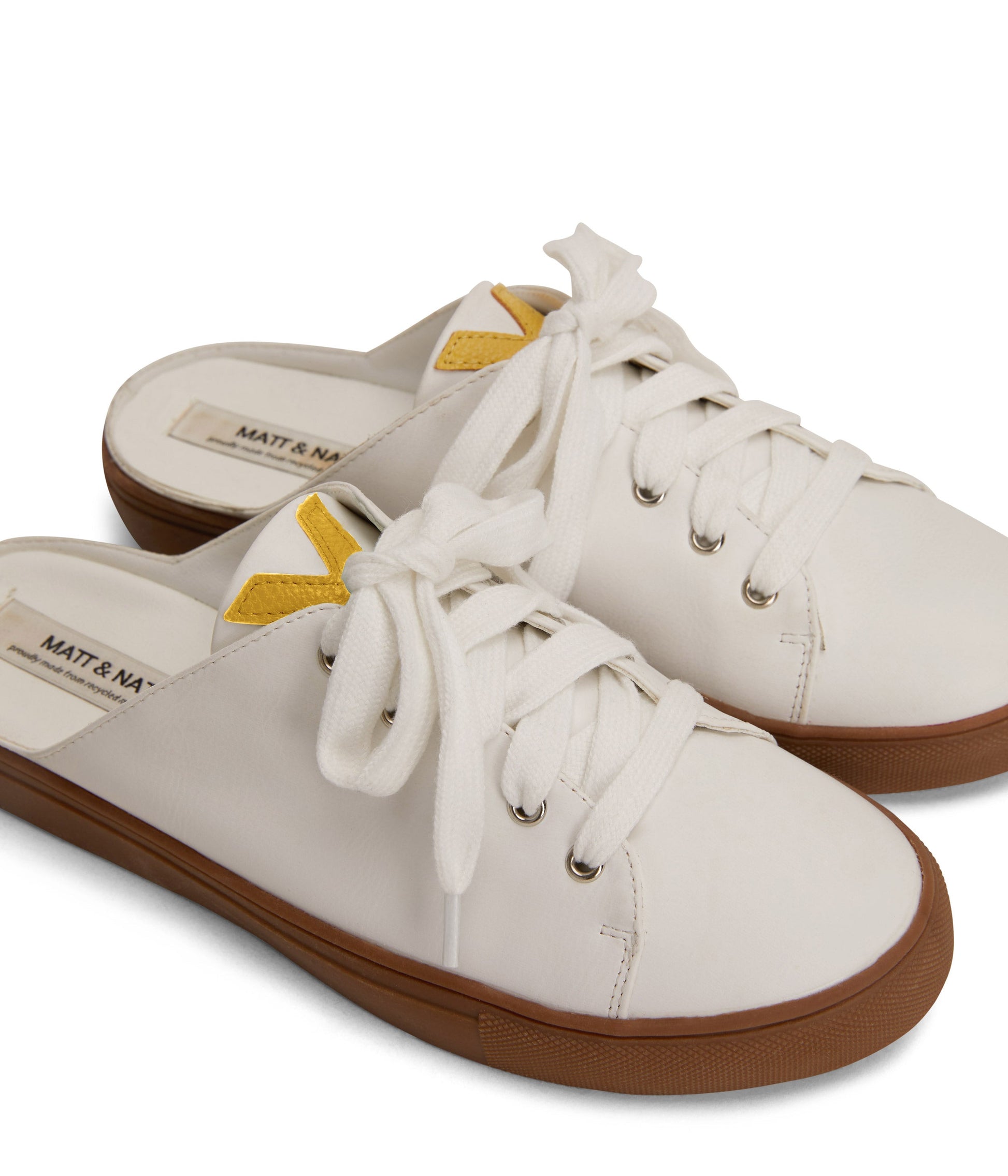 EWEL Women's Vegan Sneakers | Color: White, Yellow - variant::white