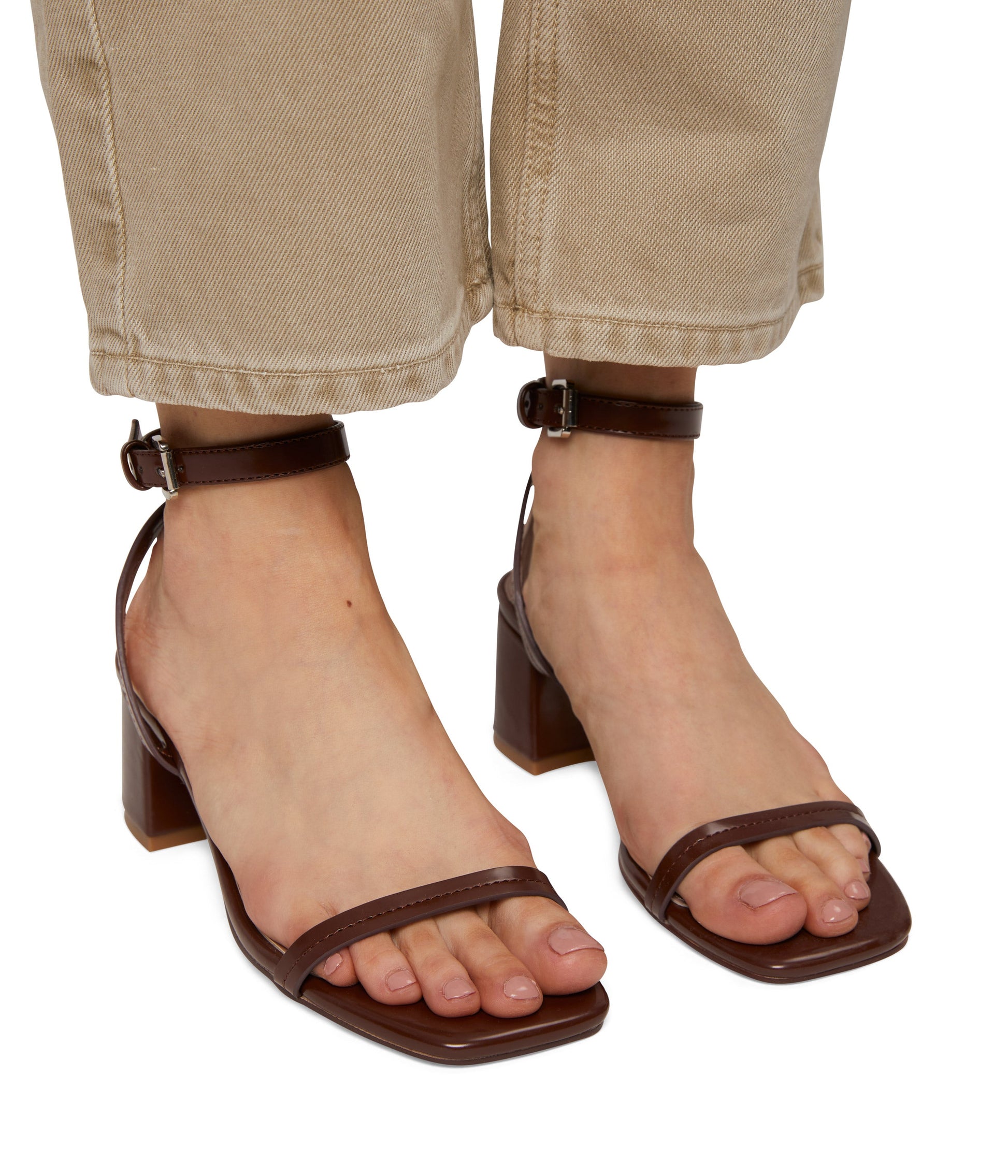 FIOR Women's Vegan Block Heel Sandals | Color: Brown - variant::chocolate