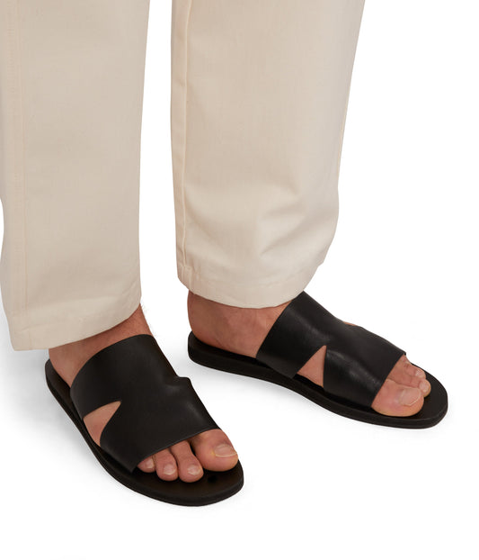 LEVOS Men's Vegan Slip On Sandals | Color: Black - variant::black