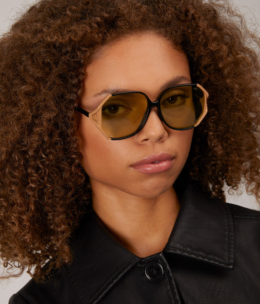 Hexagon black sunglasses hotsell