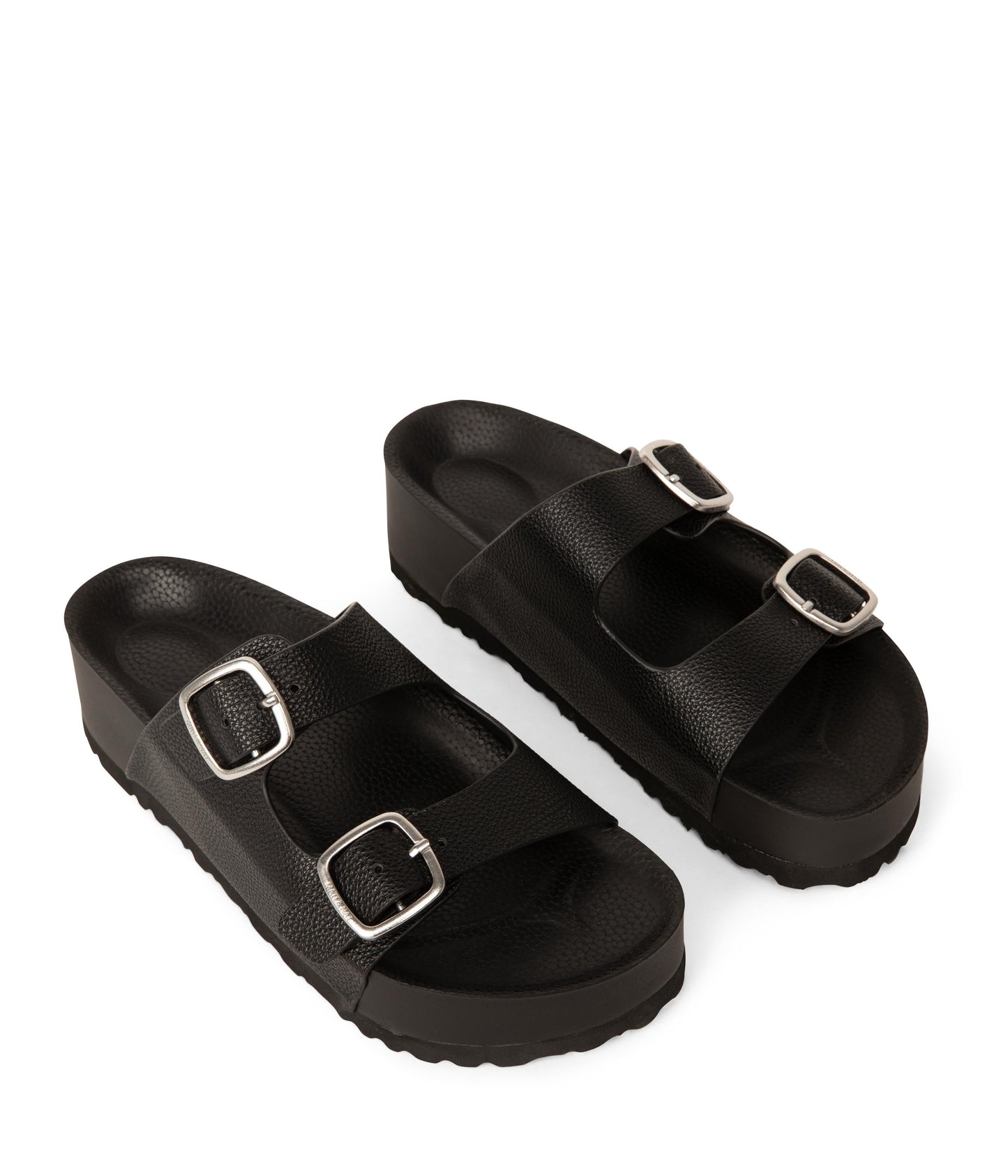 OLAYA Women's Vegan Sandals With Double Straps | Color: Black - variant::black