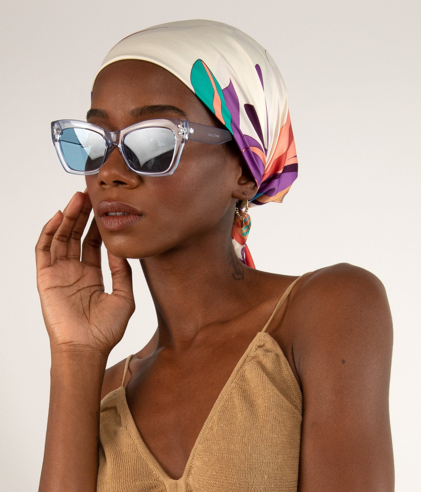 ISLA Blue Wayfarer Sunglasses | Color: White - variant::nude