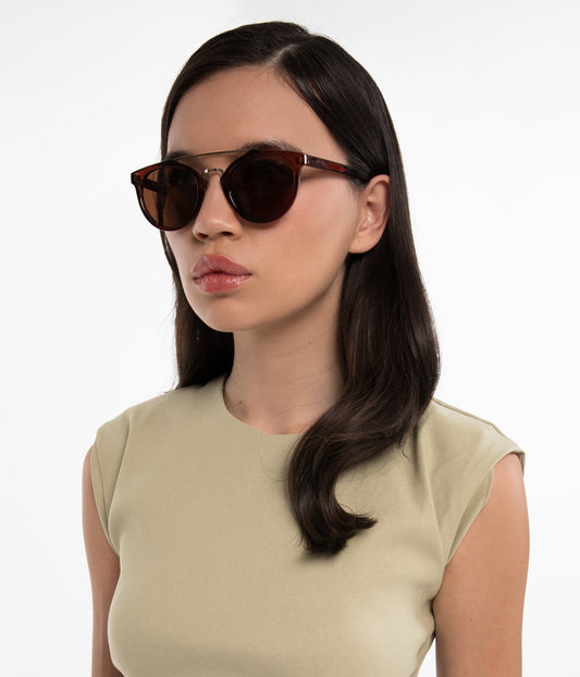 ALDIE-2 Round Recycled Sunglasses | Color: Brown - variant::brown