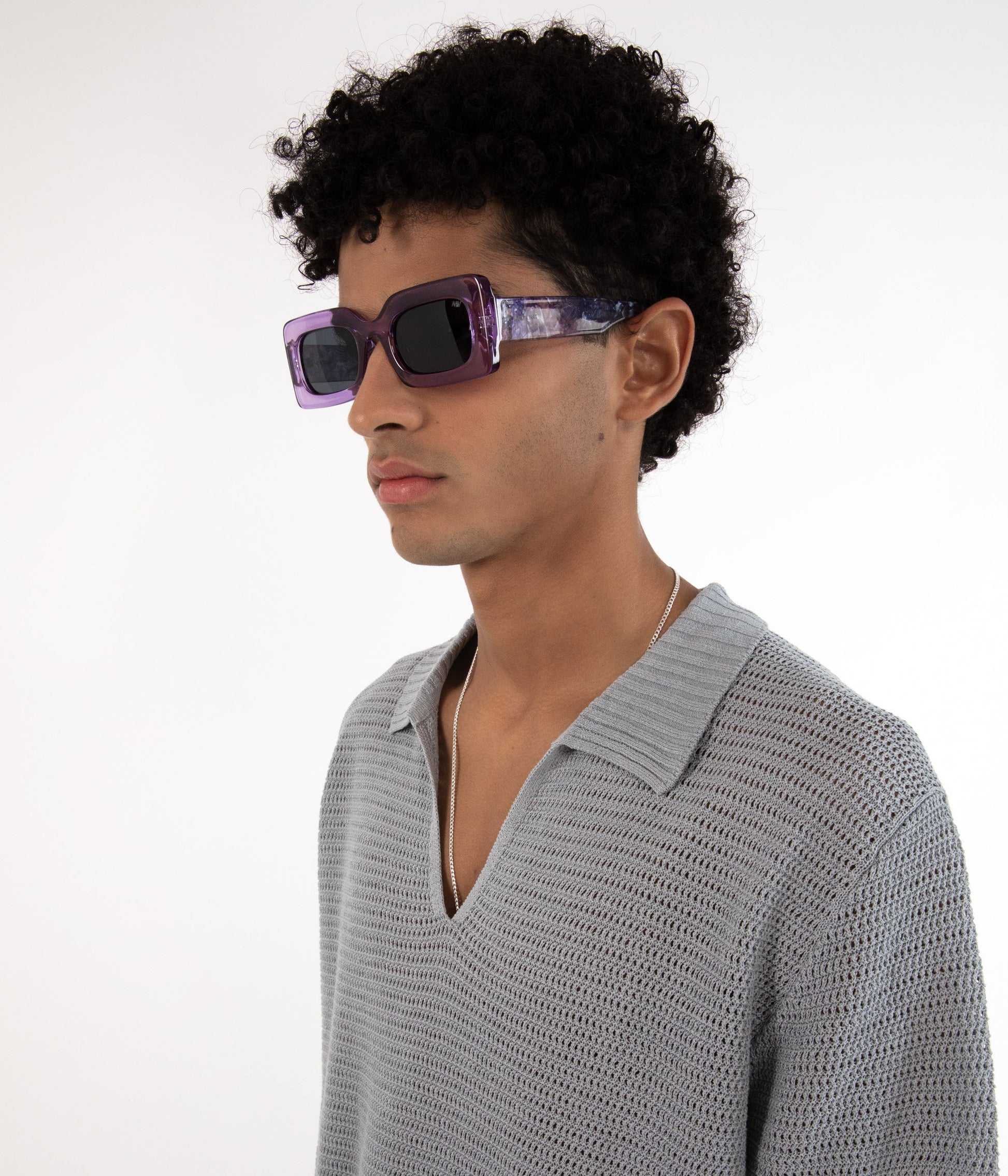 IVVY-2 Recycled Rectangle Sunglasses | Color: White, Grey - variant::white