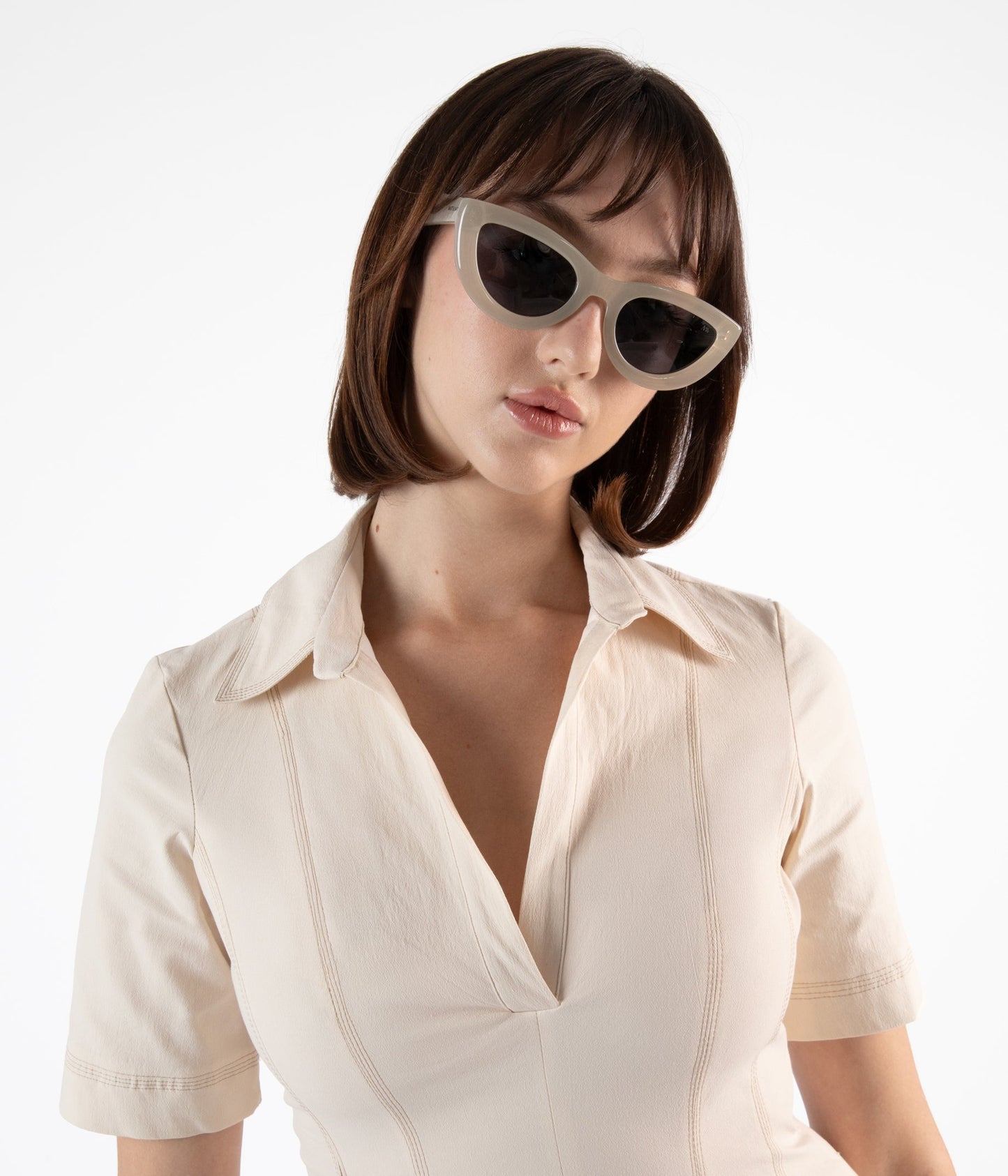 BELLA Cat-Eye Recycled Sunglasses | Color: Tan - variant::tea